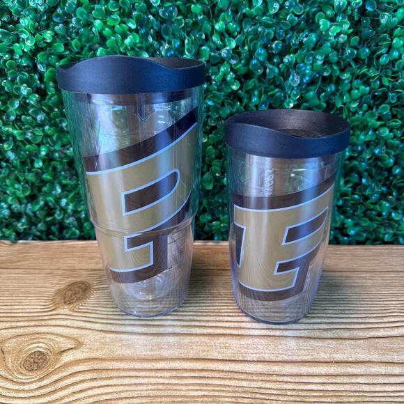 Lot of 2 Purdue Boilermakers Tervis Tumblers 24 oz 16 oz with Lids - Picture 1 of 7